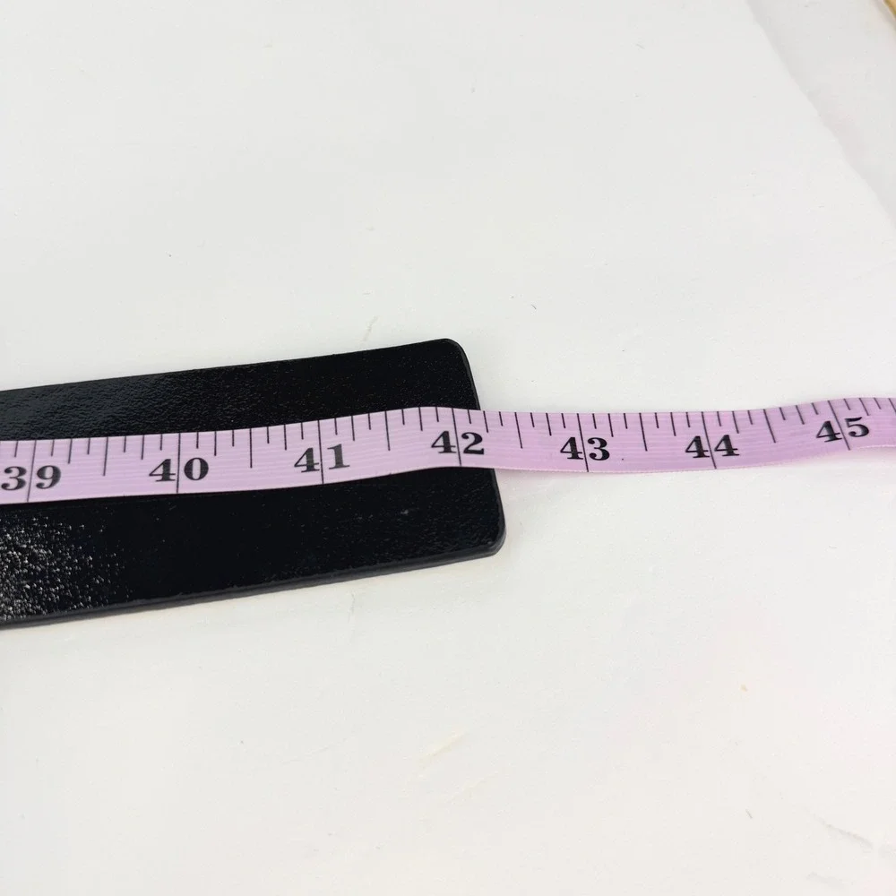 VTG RETRO Wide Nine West M Black Patent Leather Square Buckle Women Belt